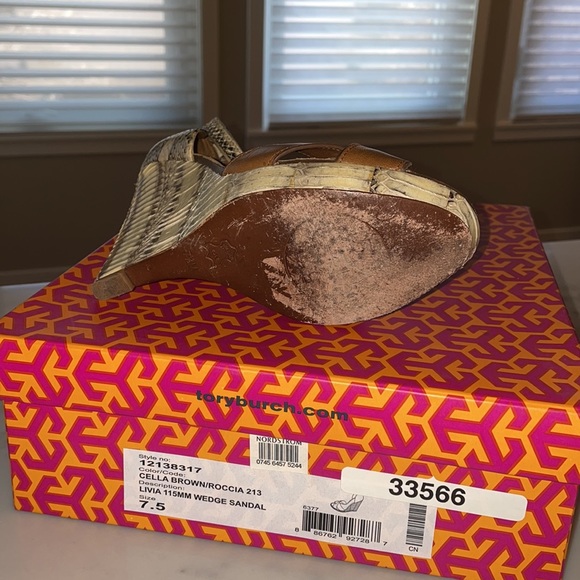 Tory Burch Livia Wedge Sandal, 7.5 - Picture 2 of 8